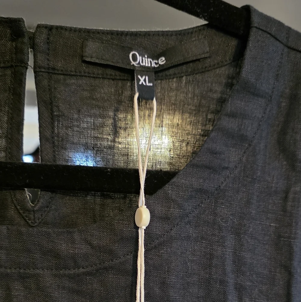 Quince Elegant Black Linen Sleeveless Blouse Extra Large - Picture 2 of 3